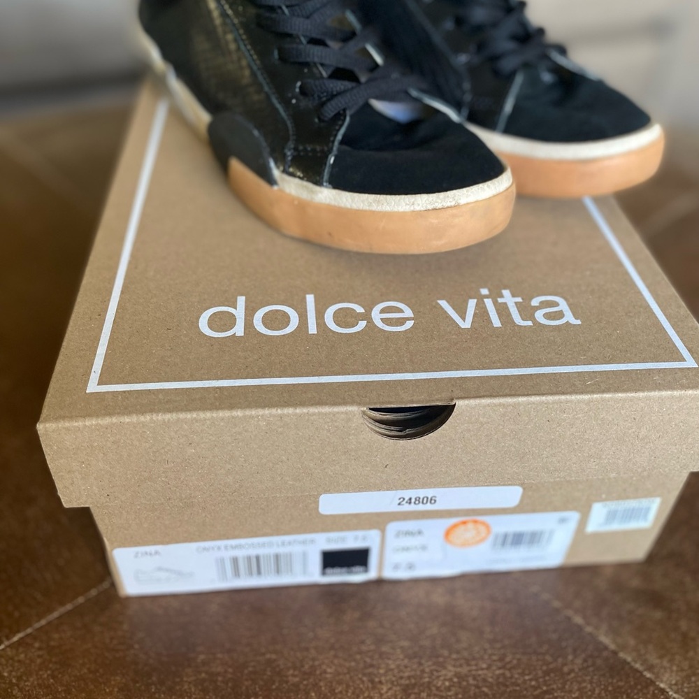 Dolce Vita Black Sneakers with Tan Accents